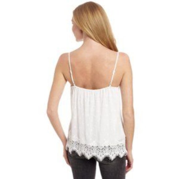 Lucky Brand Swiss Dot White‎ Camisole With Lace Hem & Cotton Lining Sz XS- NWT - Picture 2 of 10